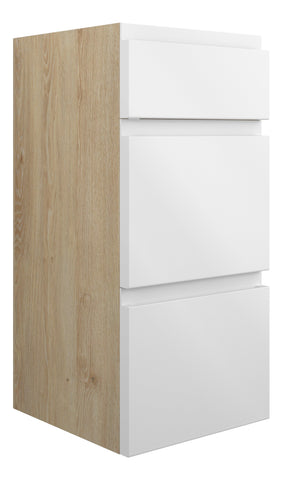 Cauvery 300mm Standard 3 Drawer Unit - White Gloss (Oak Cab)