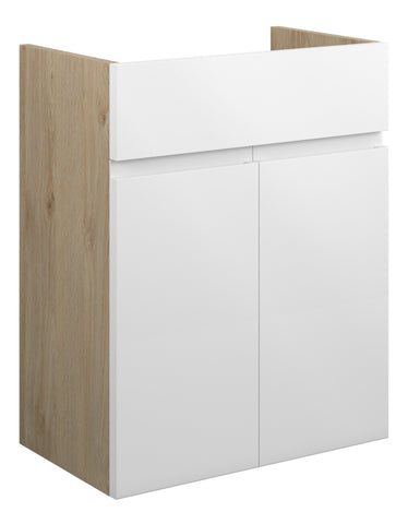 Cauvery 500mm Standard Basin Unit - White Gloss (Oak Cab)
