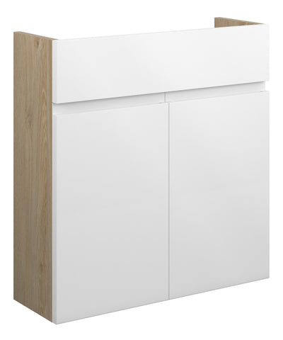 Cauvery 600mm Slim Basin Unit - White Gloss (Oak Cab)