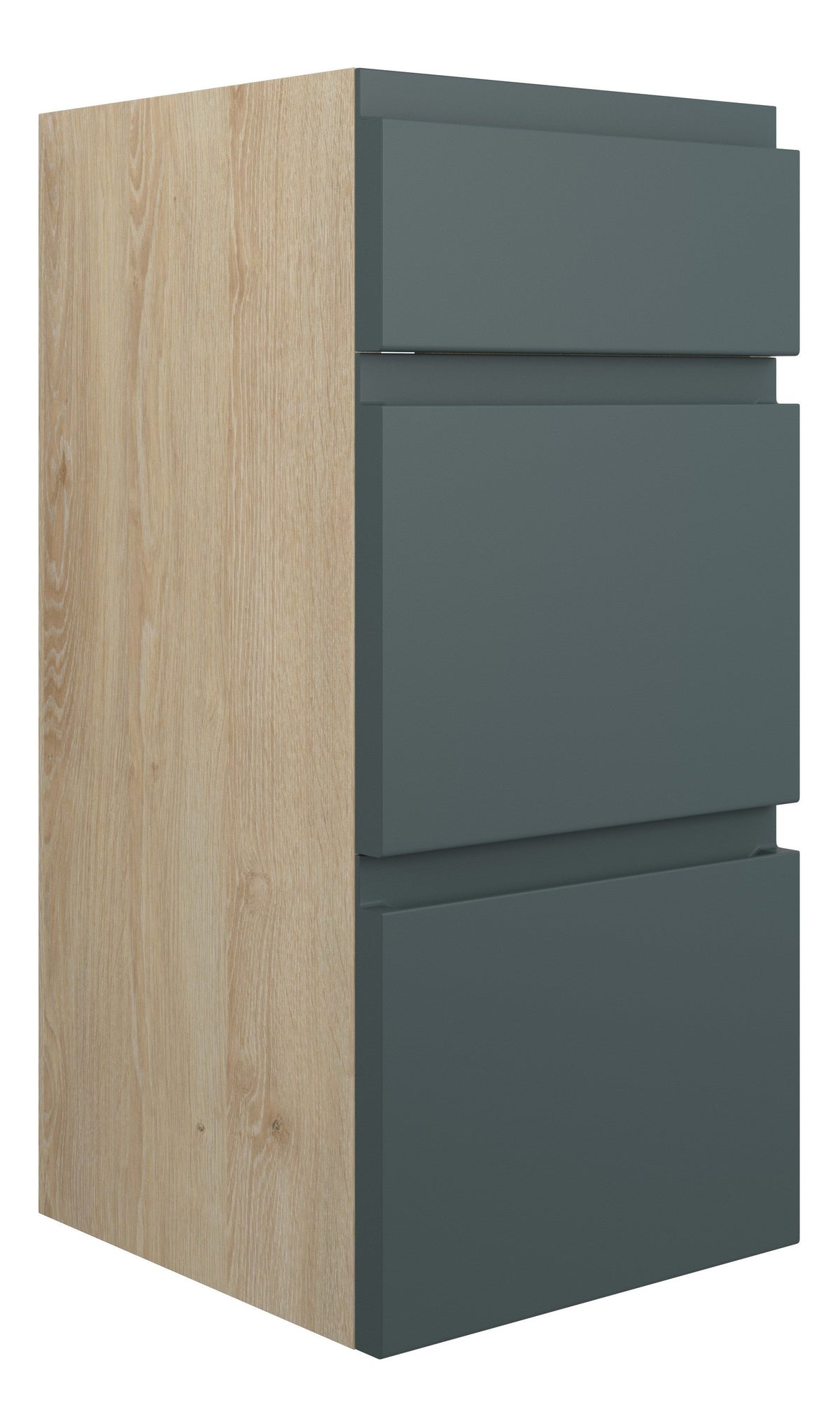Cauvery 300mm Standard 3 Drawer Unit - Matt Green Camo (Oak Cab)