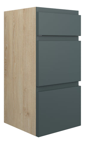 Cauvery 300mm Standard 3 Drawer Unit - Matt Green Camo (Oak Cab)