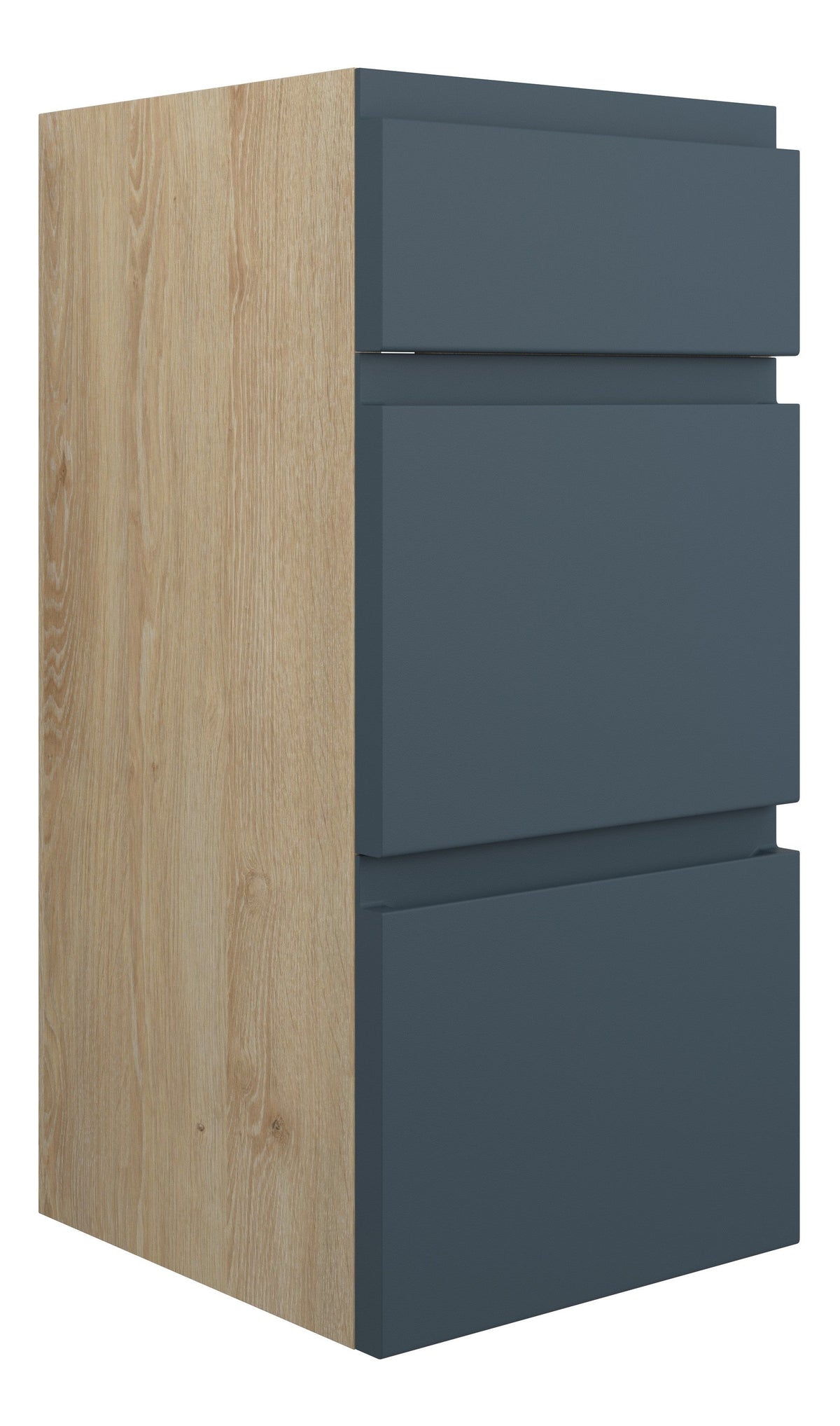 Cauvery 300mm Standard 3 Drawer Unit - Matt Arley Blue (Oak Cab)
