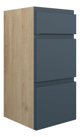 Cauvery 300mm Standard 3 Drawer Unit - Matt Arley Blue (Oak Cab)