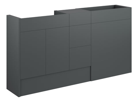 Eder 1536mm Standard Basin  WC & 3 Drawer Unit Pack - Matt Graphite Grey (Oak Cab)
