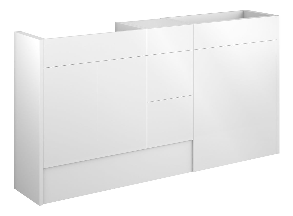Eder 1536mm Standard Basin  WC & 3 Drawer Unit Pack - White Gloss (Grey Cab)