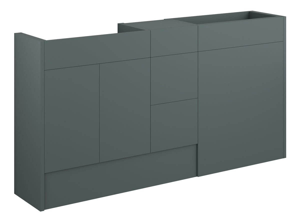 Eder 1536mm Standard Basin  WC & 3 Drawer Unit Pack - Matt Green (Grey Cab)