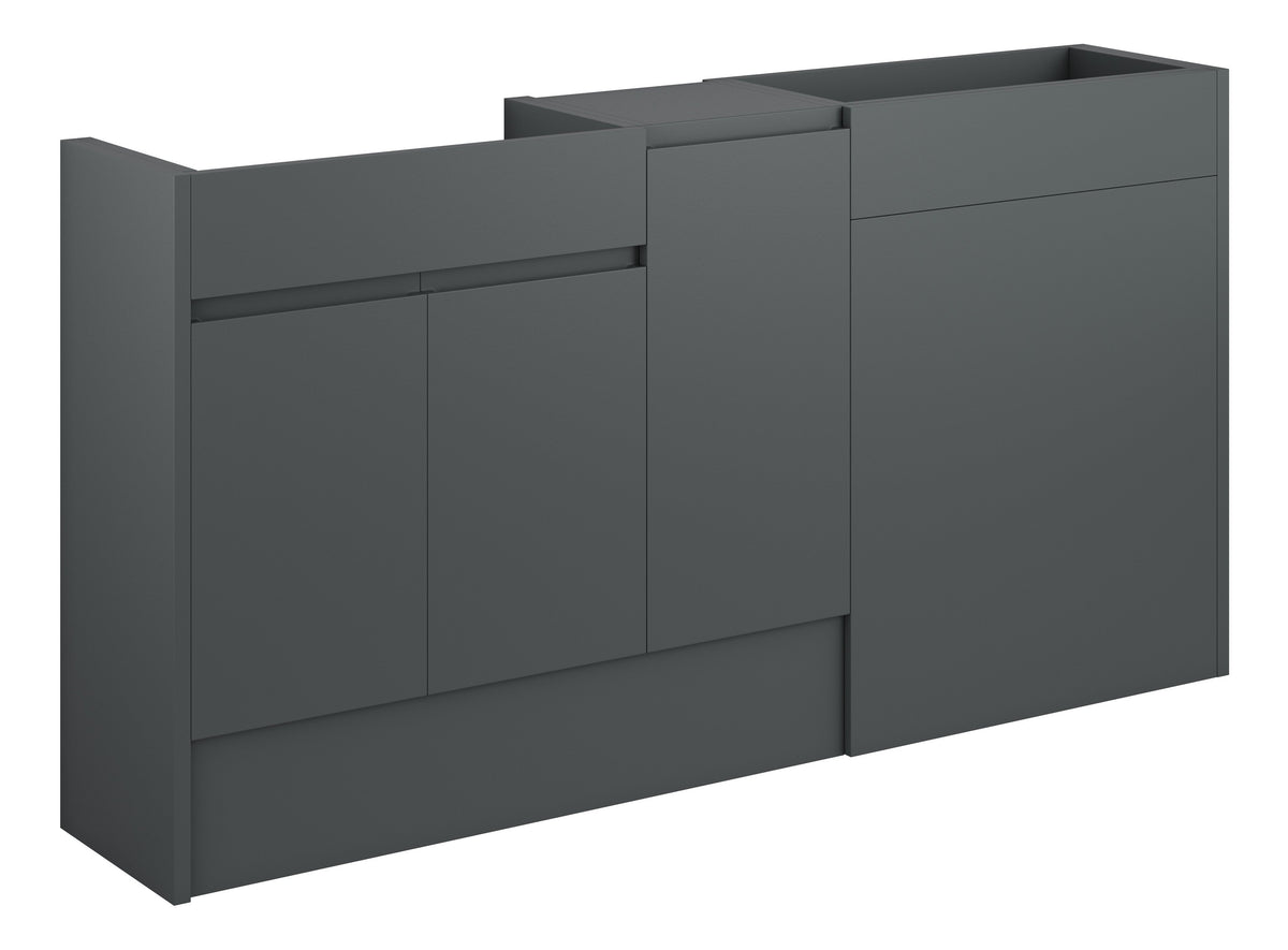 Cauvery 1536mm Standard Basin  WC & 1 Door Unit Pack - Matt Graphite Grey (Grey Cab)