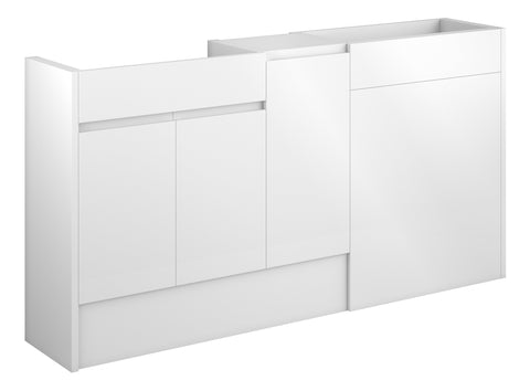 Cauvery 1536mm Standard Basin  WC & 1 Door Unit Pack - White Gloss (Grey Cab)