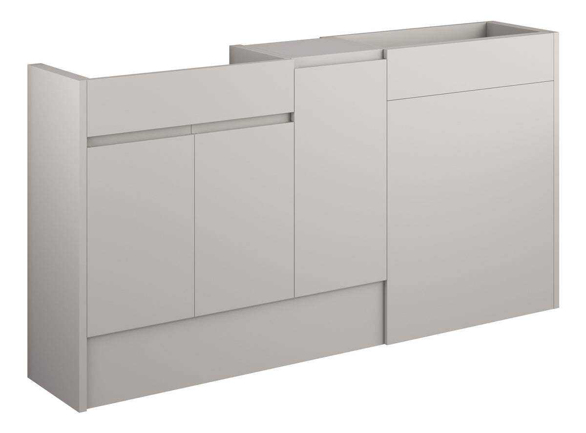 Cauvery 1536mm Standard Basin  WC & 1 Door Unit Pack - Matt Dove Grey (Oak Cab)