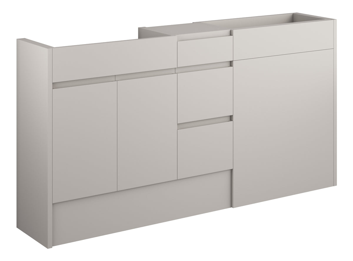 Cauvery 1536mm Standard Basin  WC & 3 Drawer Unit Pack - Matt Dove Grey (Grey Cab)