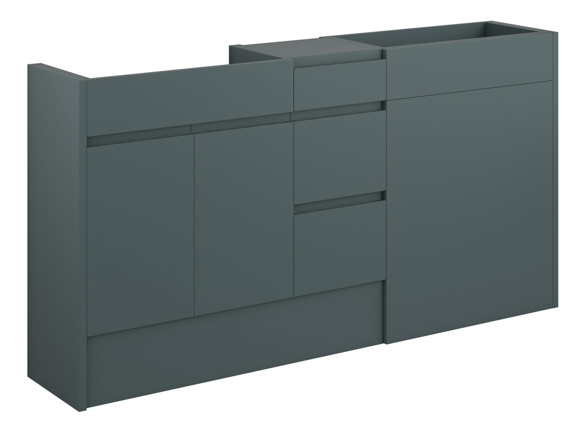 Cauvery 1536mm Standard Basin  WC & 3 Drawer Unit Pack - Matt Green Camo (Oak Cab)