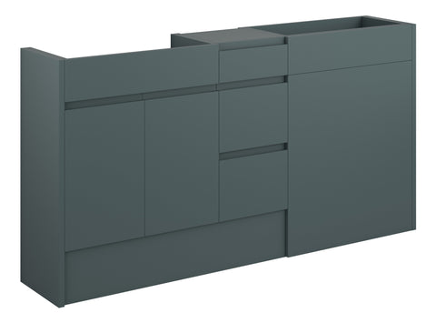 Cauvery 1536mm Standard Basin  WC & 3 Drawer Unit Pack - Matt Green Camo (Oak Cab)