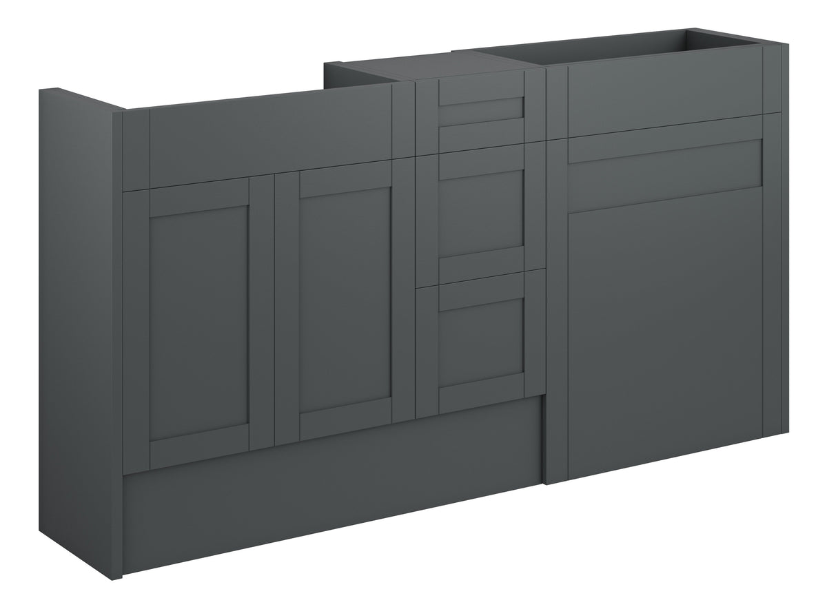 Abakan 1536mm Standard Basin  WC & 3 Drawer Unit Pack - Matt Graphite Grey (Grey Cab)
