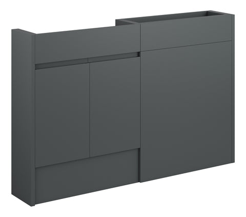 Cauvery 1236mm Slim Basin & WC Unit Pack - Matt Graphite Grey (Grey Cab)