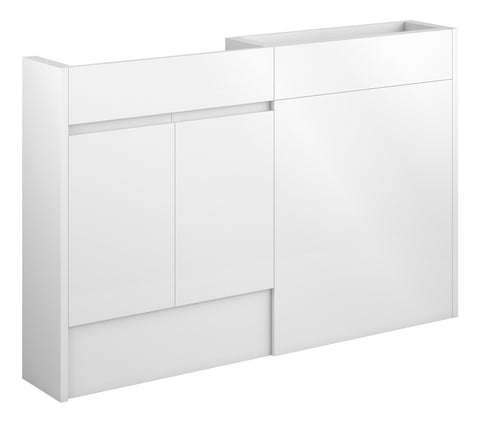 Cauvery 1236mm Slim Basin & WC Unit Pack - White Gloss (Grey Cab)