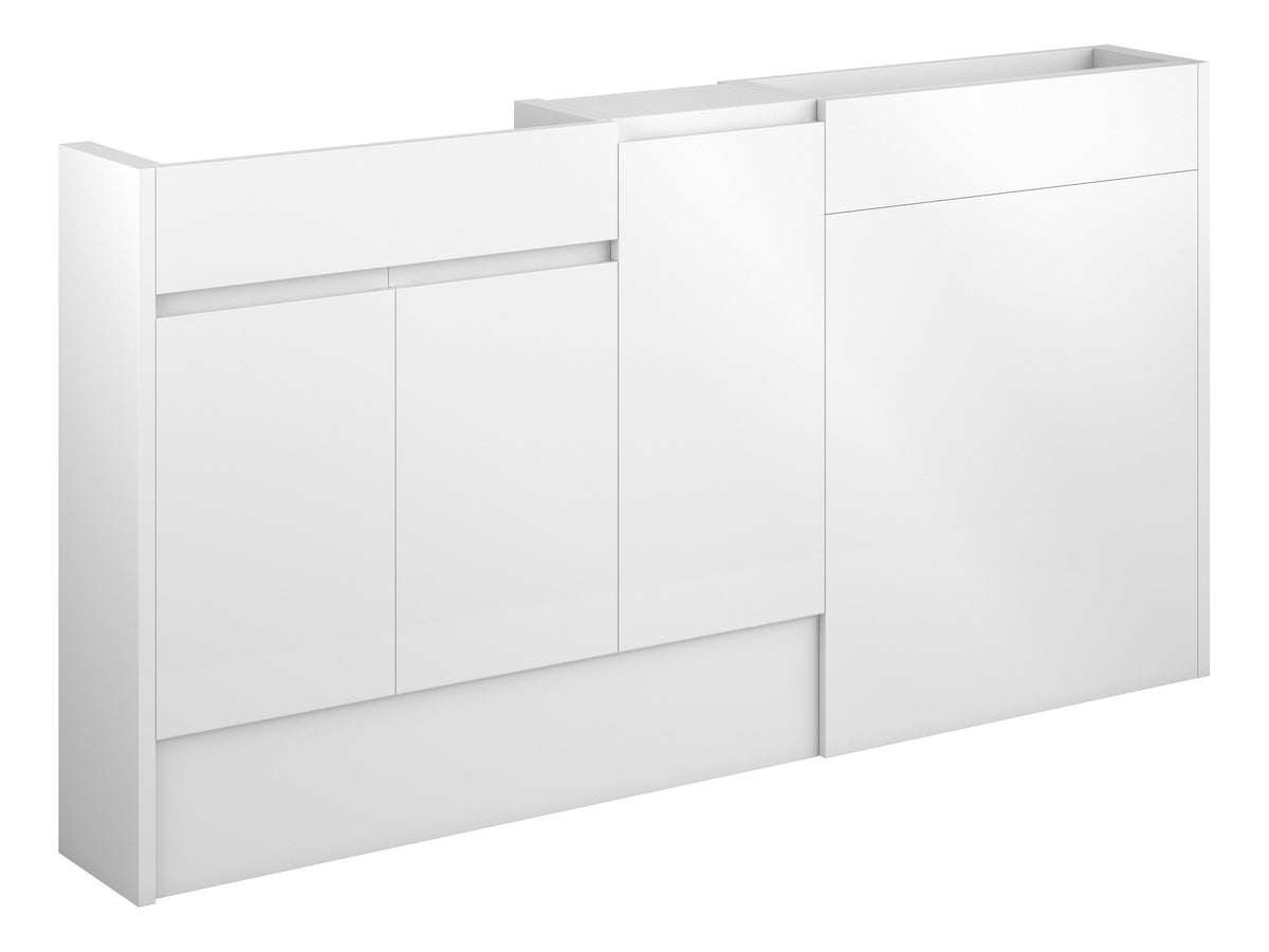 Cauvery 1536mm Slim Basin  WC & 1 Door Unit Pack - White Gloss (Oak Cab)