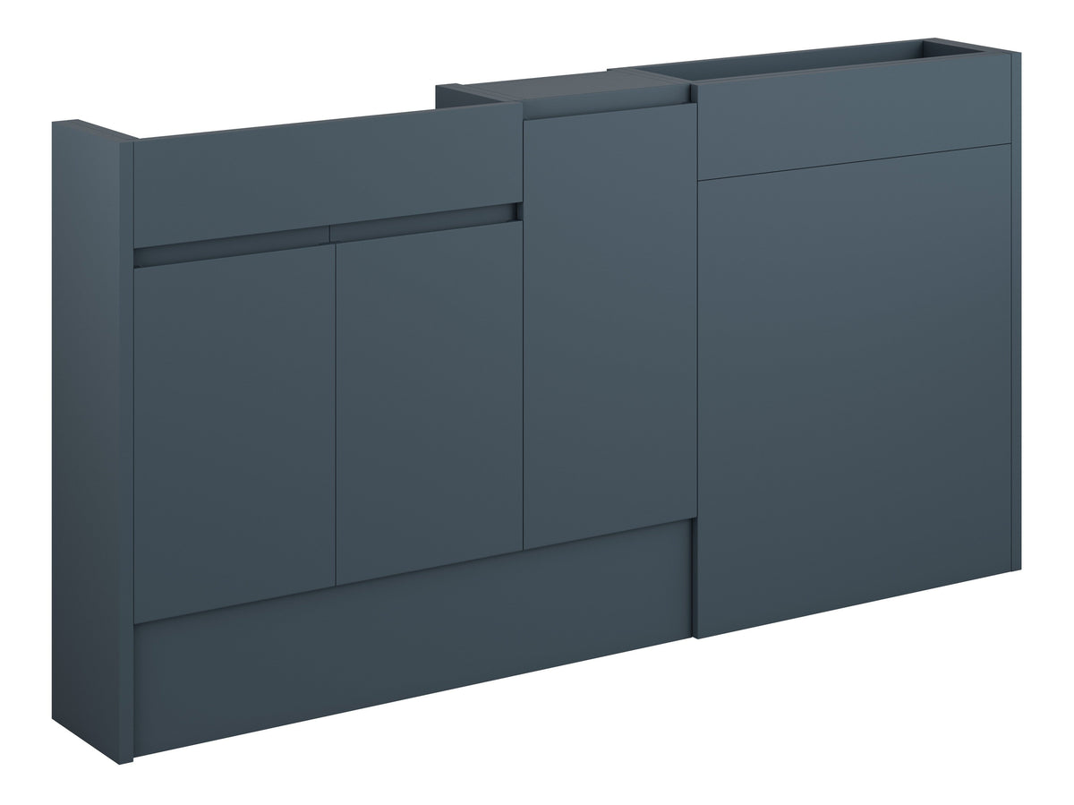 Cauvery 1536mm Slim Basin  WC & 1 Door Unit Pack - Matt Arley Blue (Grey Cab)