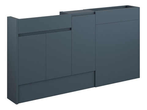 Cauvery 1536mm Slim Basin  WC & 1 Door Unit Pack - Matt Arley Blue (Oak Cab)