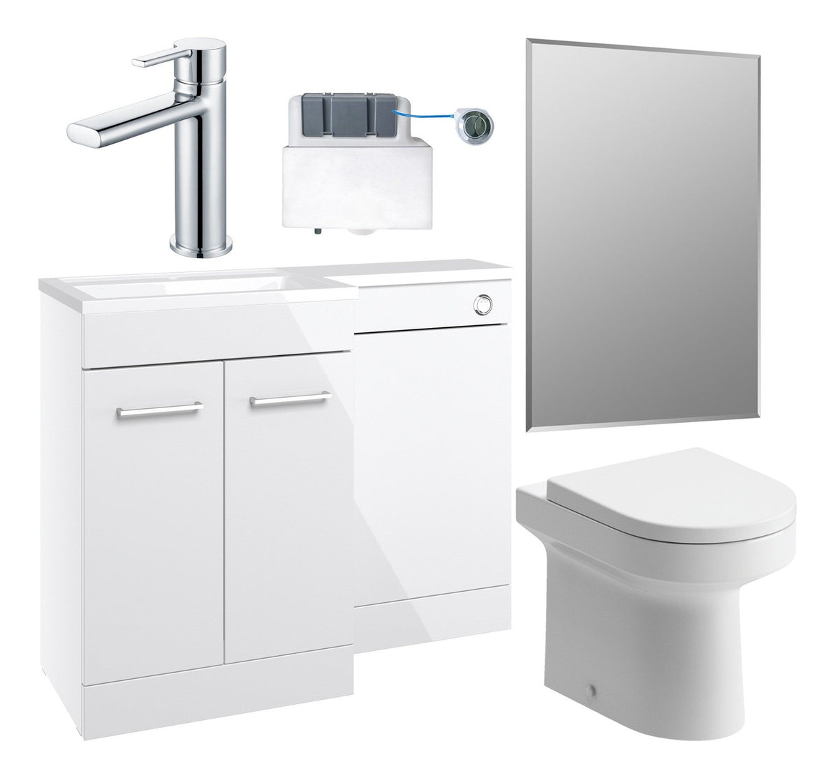 Ventura 1000mm Furniture & BTW WC Pack - White Gloss (RH)