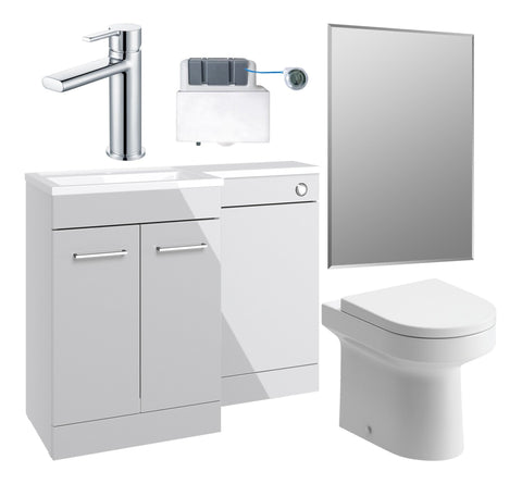 Ventura 1000mm Furniture & BTW WC Pack - Grey Gloss (LH)