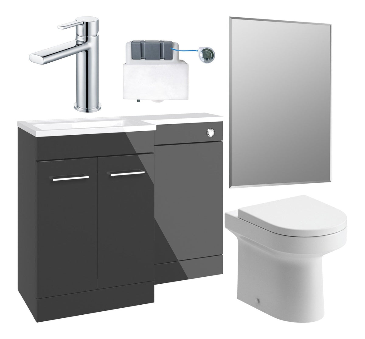 Ventura 1000mm Furniture & BTW WC Pack - Anthracite Gloss (RH)