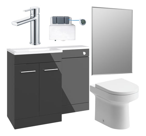 Ventura 1000mm Furniture & BTW WC Pack - Anthracite Gloss (RH)