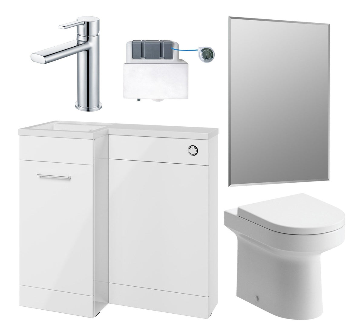 Ventura 900mm Furniture & BTW WC Pack - White Gloss (LH)