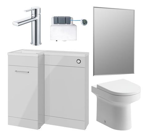 Ventura 900mm Furniture & BTW WC Pack - Grey Gloss (LH)