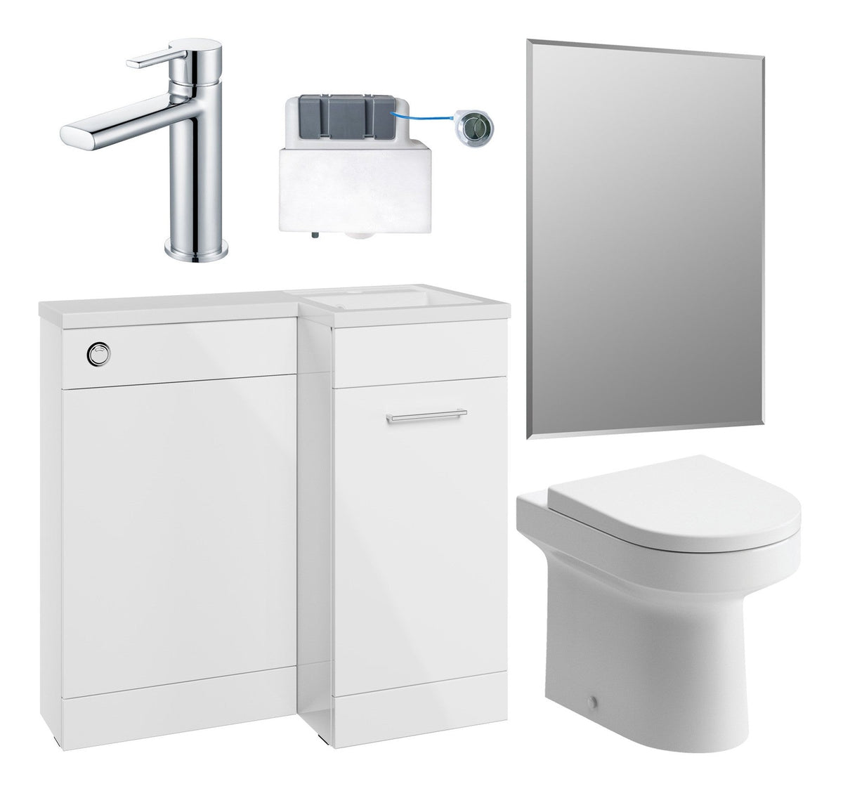 Ventura 900mm Furniture & BTW WC Pack - White Gloss (RH)