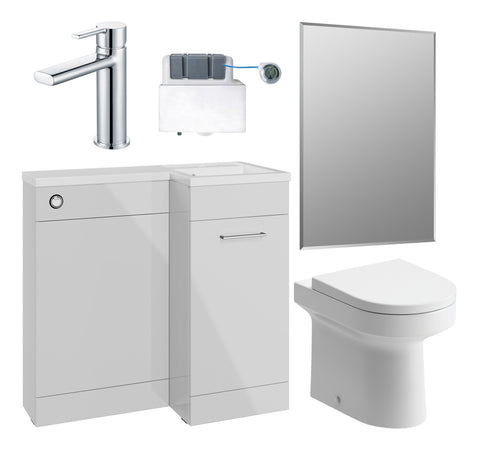 Ventura 900mm Furniture & BTW WC Pack - Grey Gloss (RH)