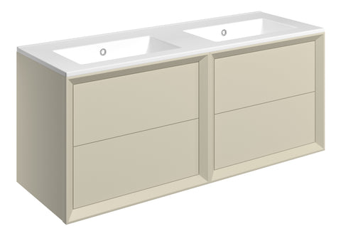 Press 1210mm Wall Hung 4 Drawer Basin Unit & 0TH Thin Edge Basin - Matt Cotton