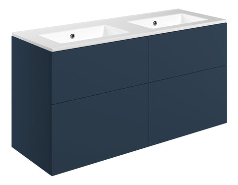 Stour 1210mm Wall Hung 4 Drawer Basin Unit & 0TH Basin - Matt Deep Blue