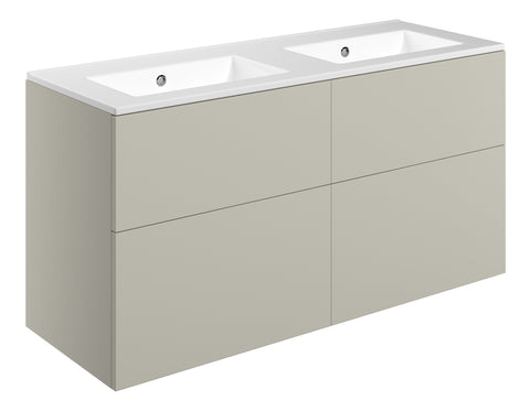 Stour 1210mm Wall Hung 4 Drawer Basin Unit & 0TH Basin - Matt Latte