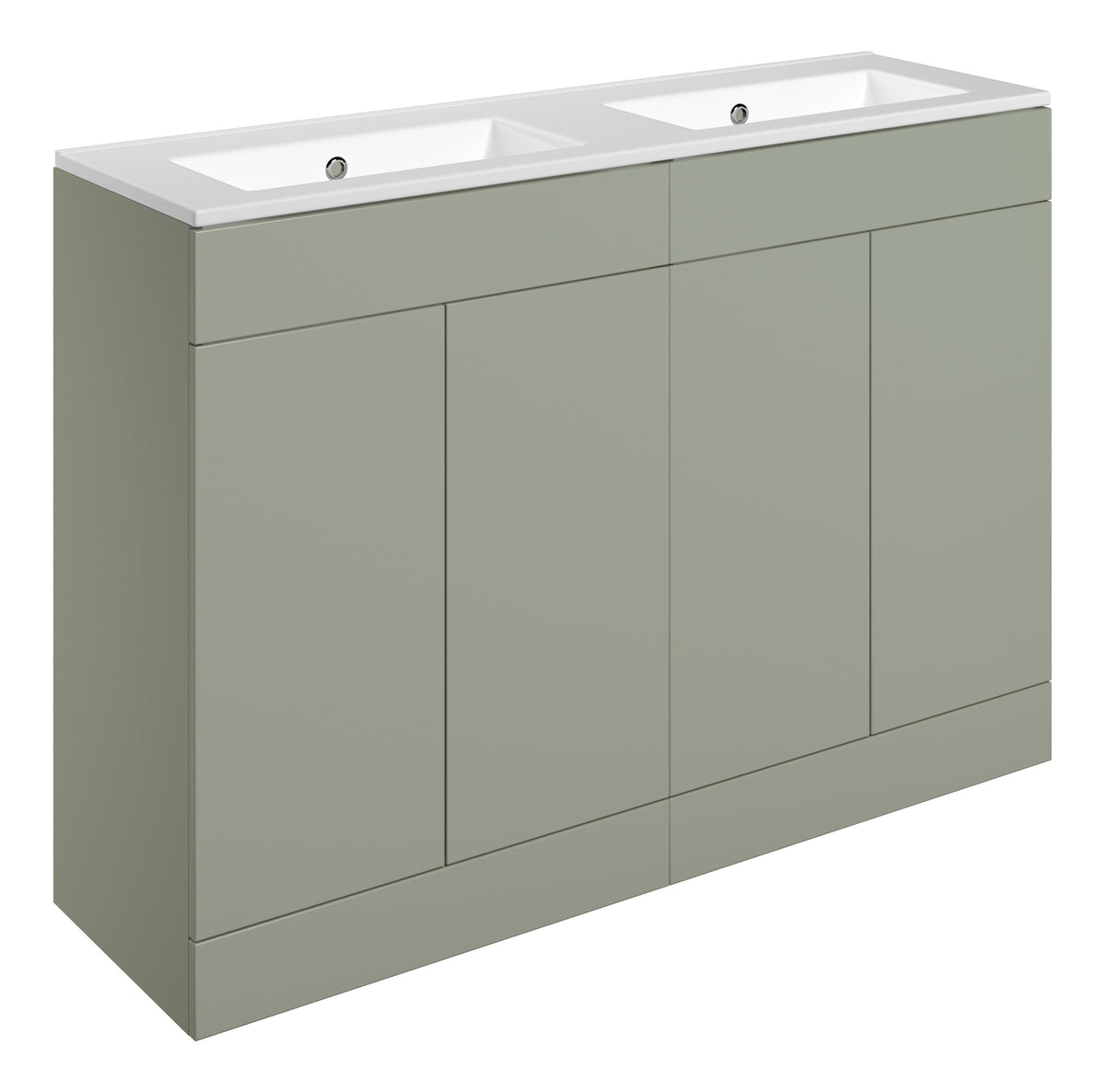 Stour 1210mm Floor Standing 4 Door Basin Unit & 0TH Basin - Matt Olive Green