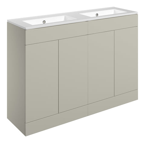 Stour 1210mm Floor Standing 4 Door Basin Unit & 0TH Basin - Matt Latte