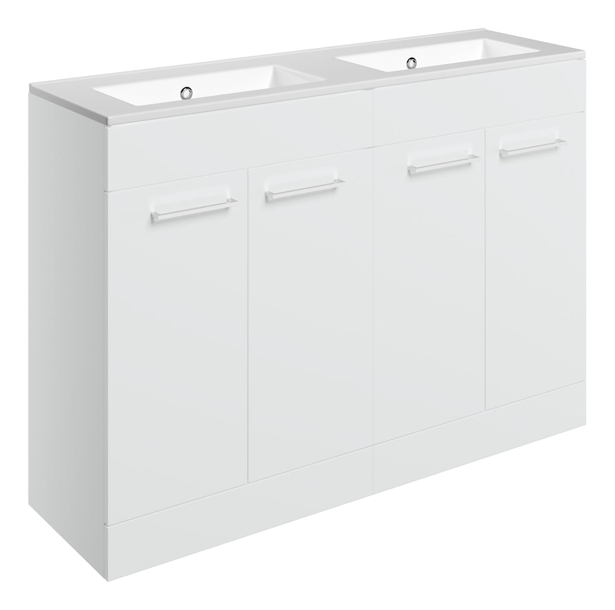 Volga 1210mm Floor Standing 4 Door Basin Unit & 0TH Thin Edge Basin - White Gloss