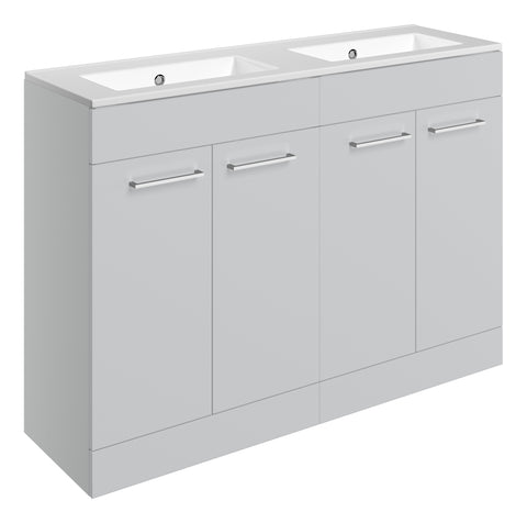 Volga 1210mm Floor Standing 4 Door Basin Unit & 0TH Thin Edge Basin - Grey Gloss