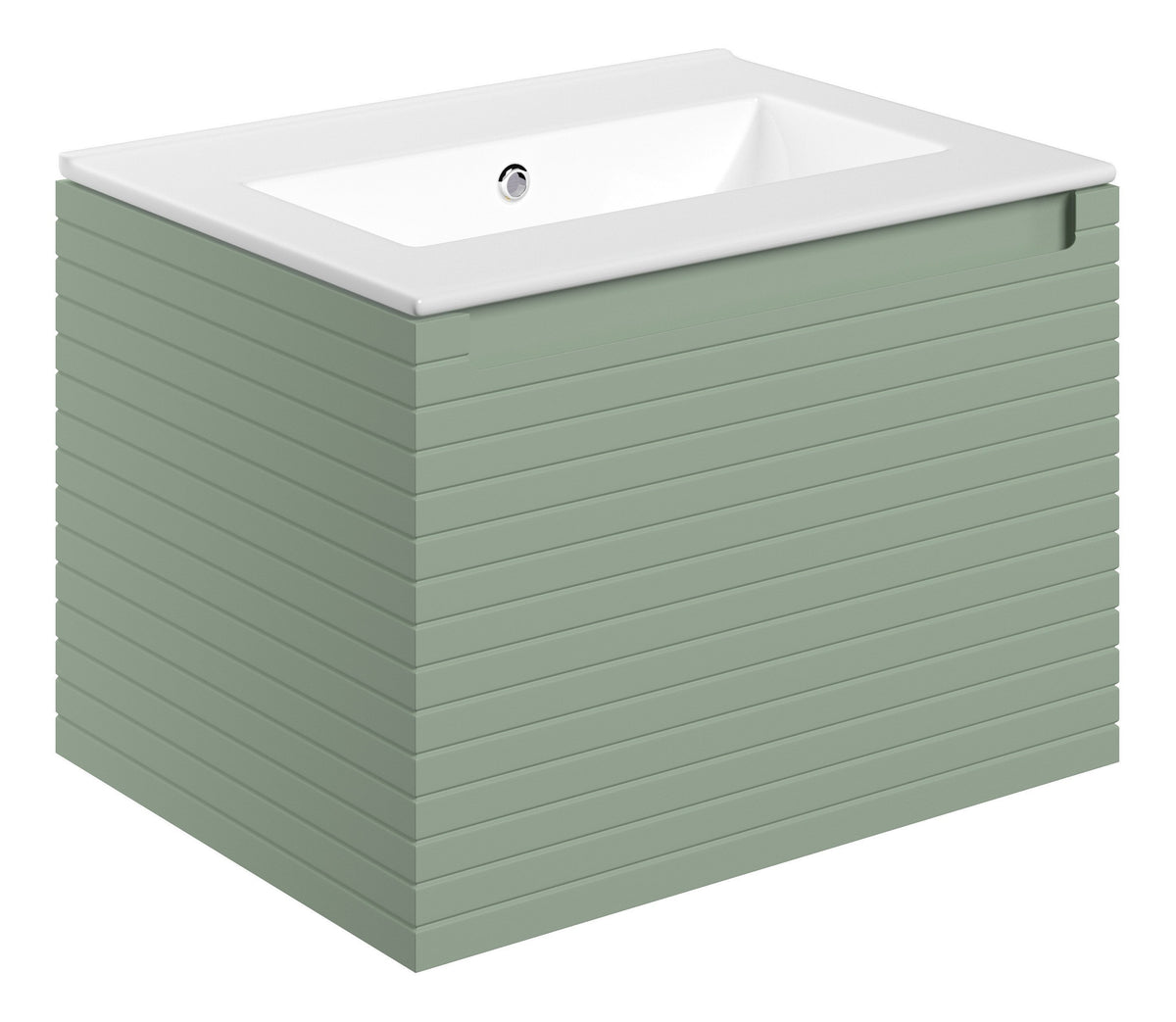 Orient 615mm Wall Hung 1 Drawer Basin Unit & 0TH Thin Edge Basin - Matt Willow Green