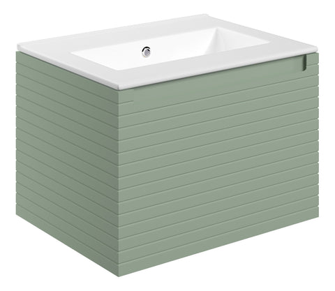 Orient 615mm Wall Hung 1 Drawer Basin Unit & 0TH Thin Edge Basin - Matt Willow Green