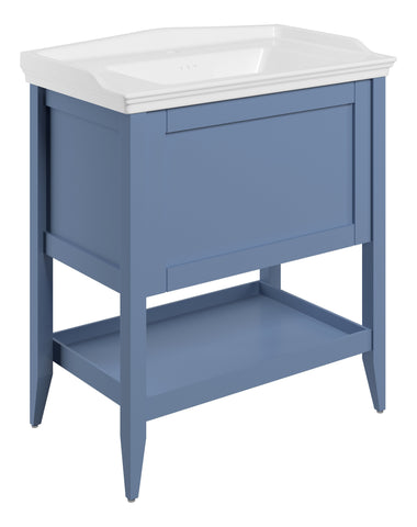 Didessa 800mm Floor Standing 1 Drawer Basin Unit w/Basin - Matt Misty Blue