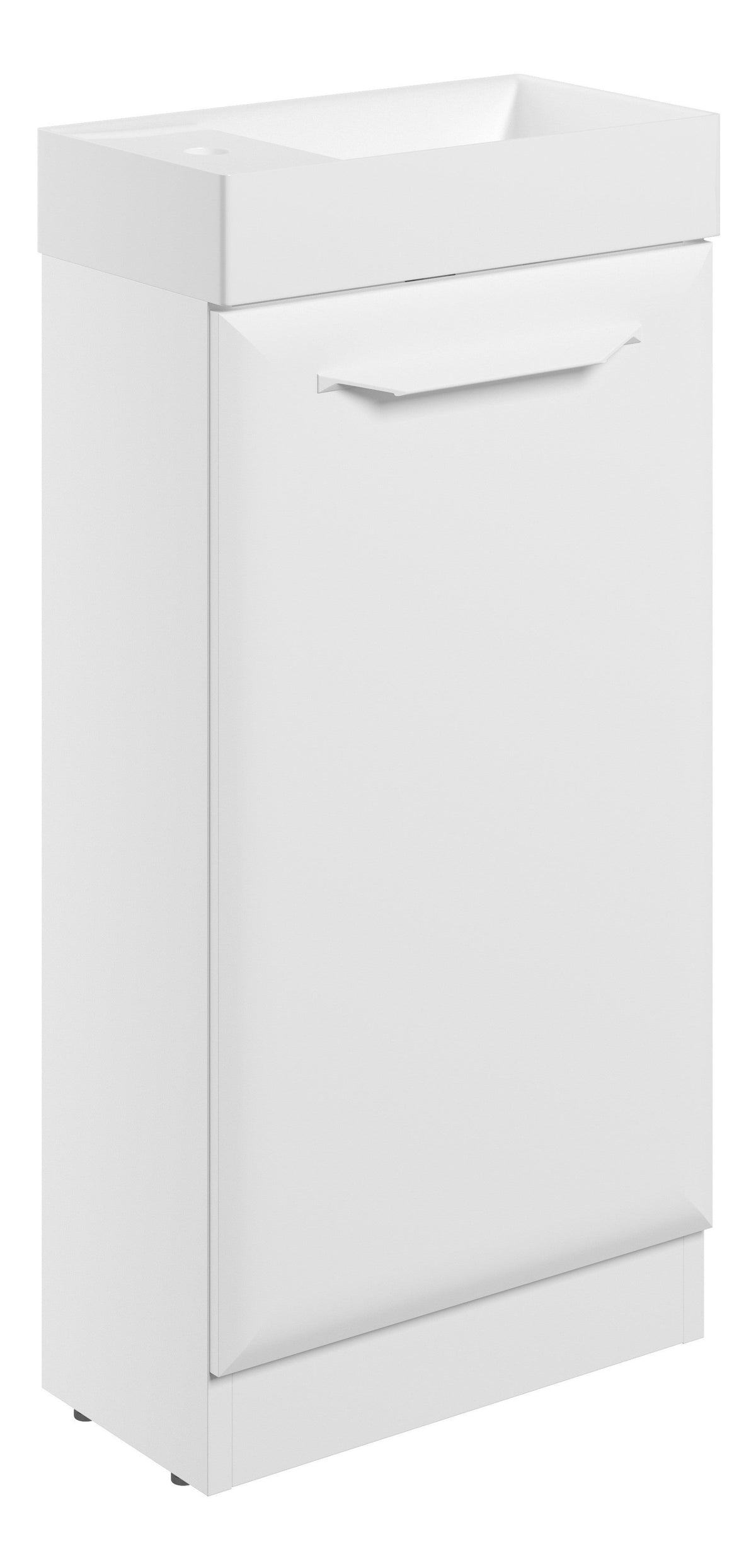 Miramichi 410mm Floor Standing 1 Door Cloakroom Basin Unit w/1TH Basin - Matt White