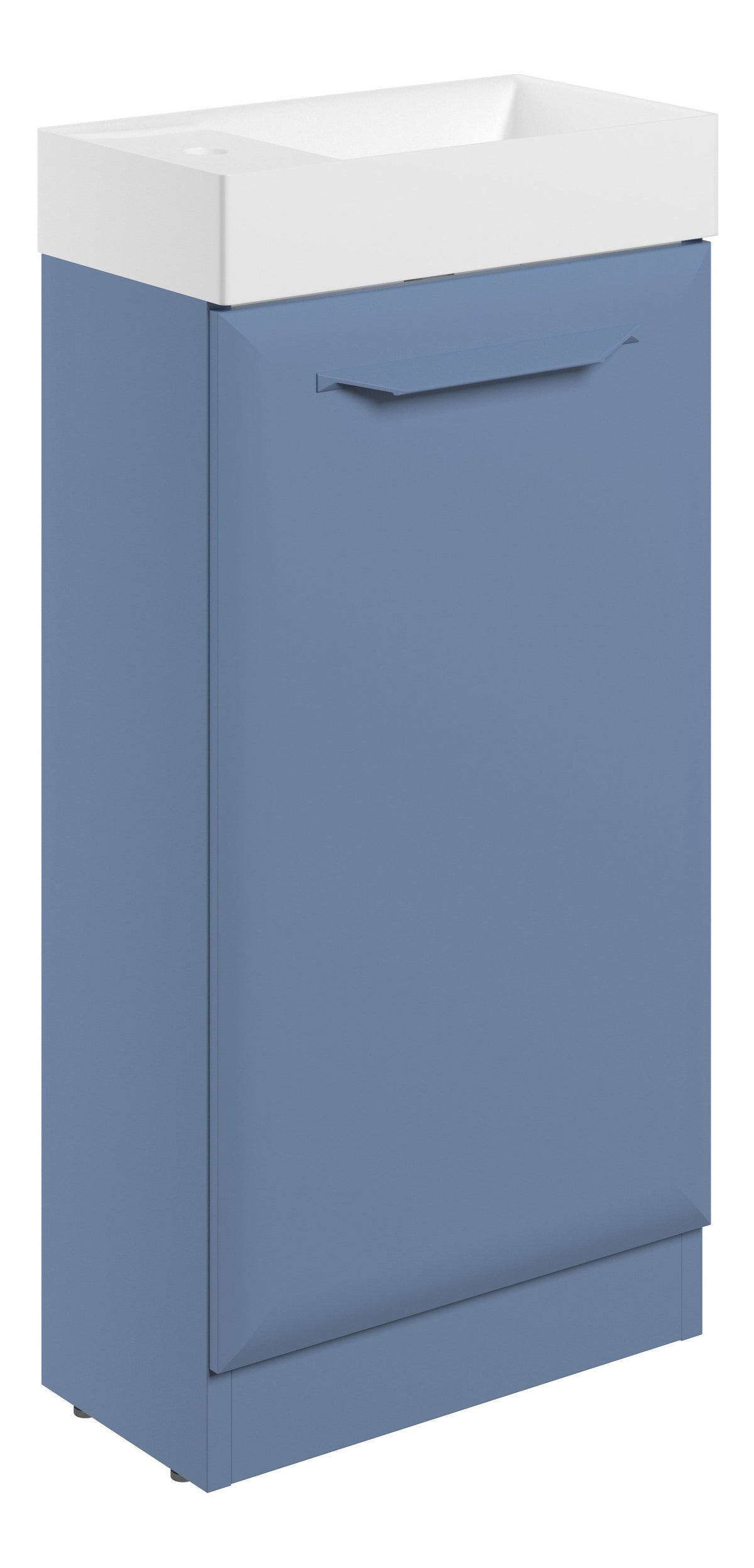 Miramichi 410mm Floor Standing 1 Door Cloakroom Basin Unit w/1TH Basin - Matt Misty Blue