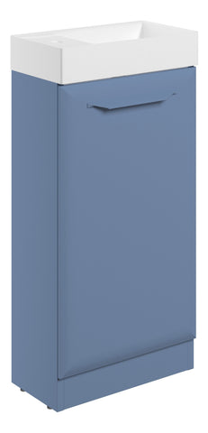 Miramichi 410mm Floor Standing 1 Door Cloakroom Basin Unit w/1TH Basin - Matt Misty Blue