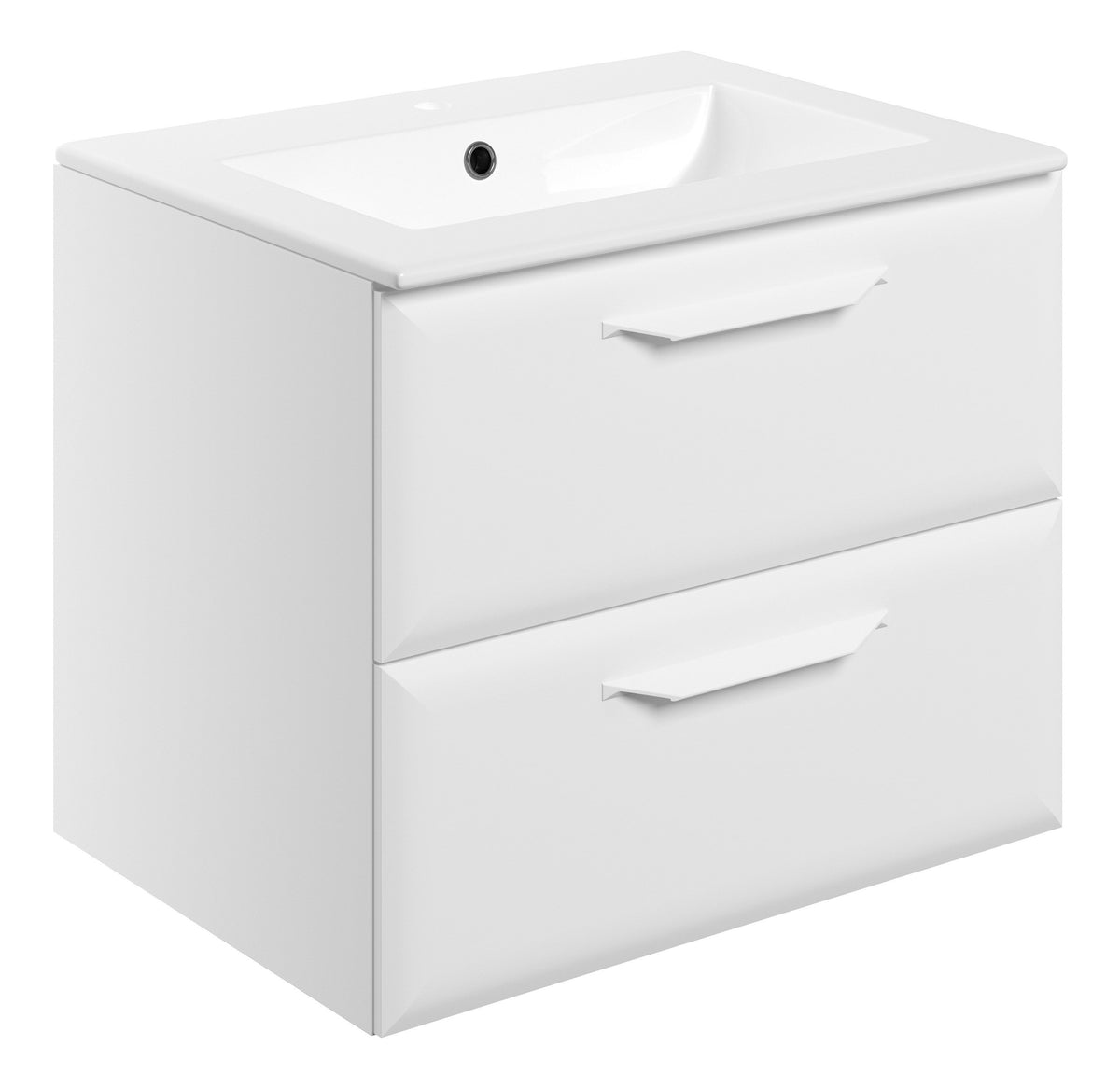 Miramichi 615mm Wall Hung 2 Drawer Basin Unit w/1TH Basin - Matt White