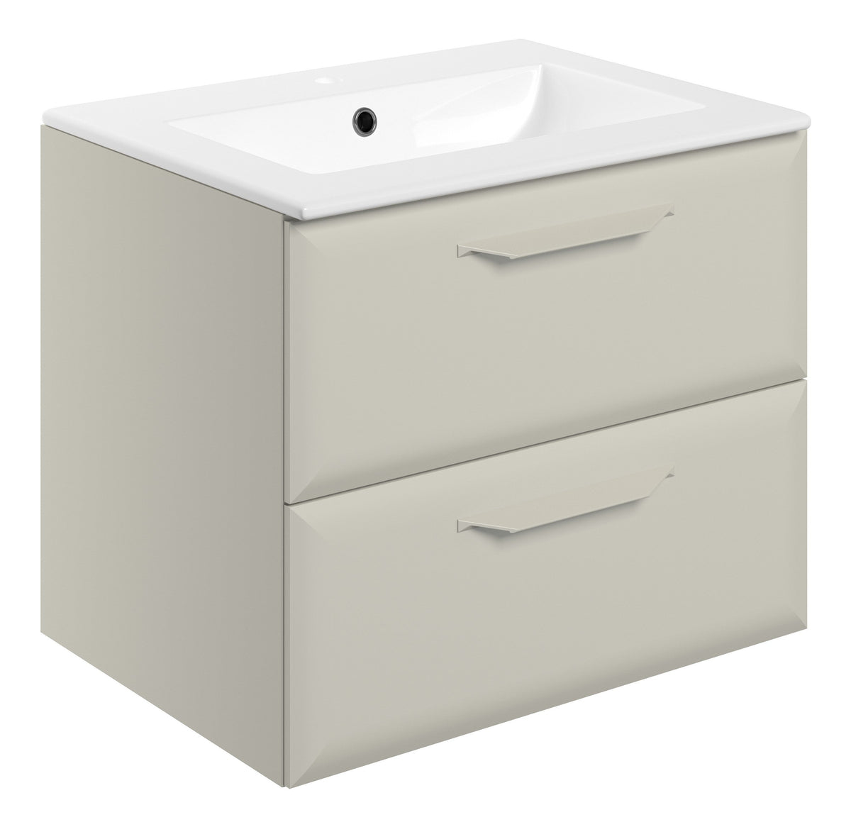 Miramichi 615mm Wall Hung 2 Drawer Basin Unit w/1TH Basin - Matt Latte