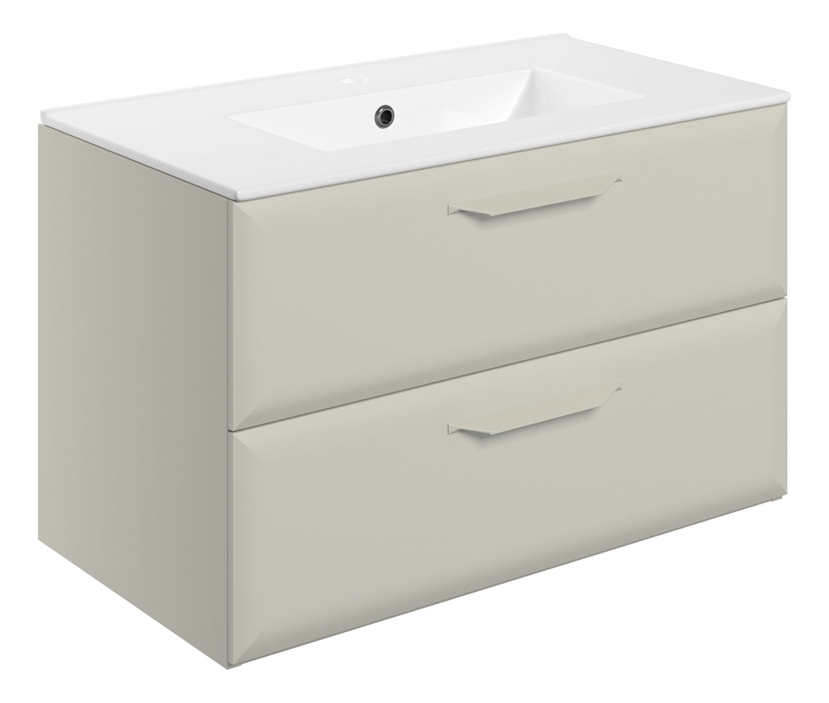 Miramichi 815mm Wall Hung 2 Drawer Basin Unit w/1TH Basin - Matt Latte