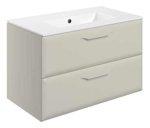 Miramichi 815mm Wall Hung 2 Drawer Basin Unit w/1TH Basin - Matt Latte