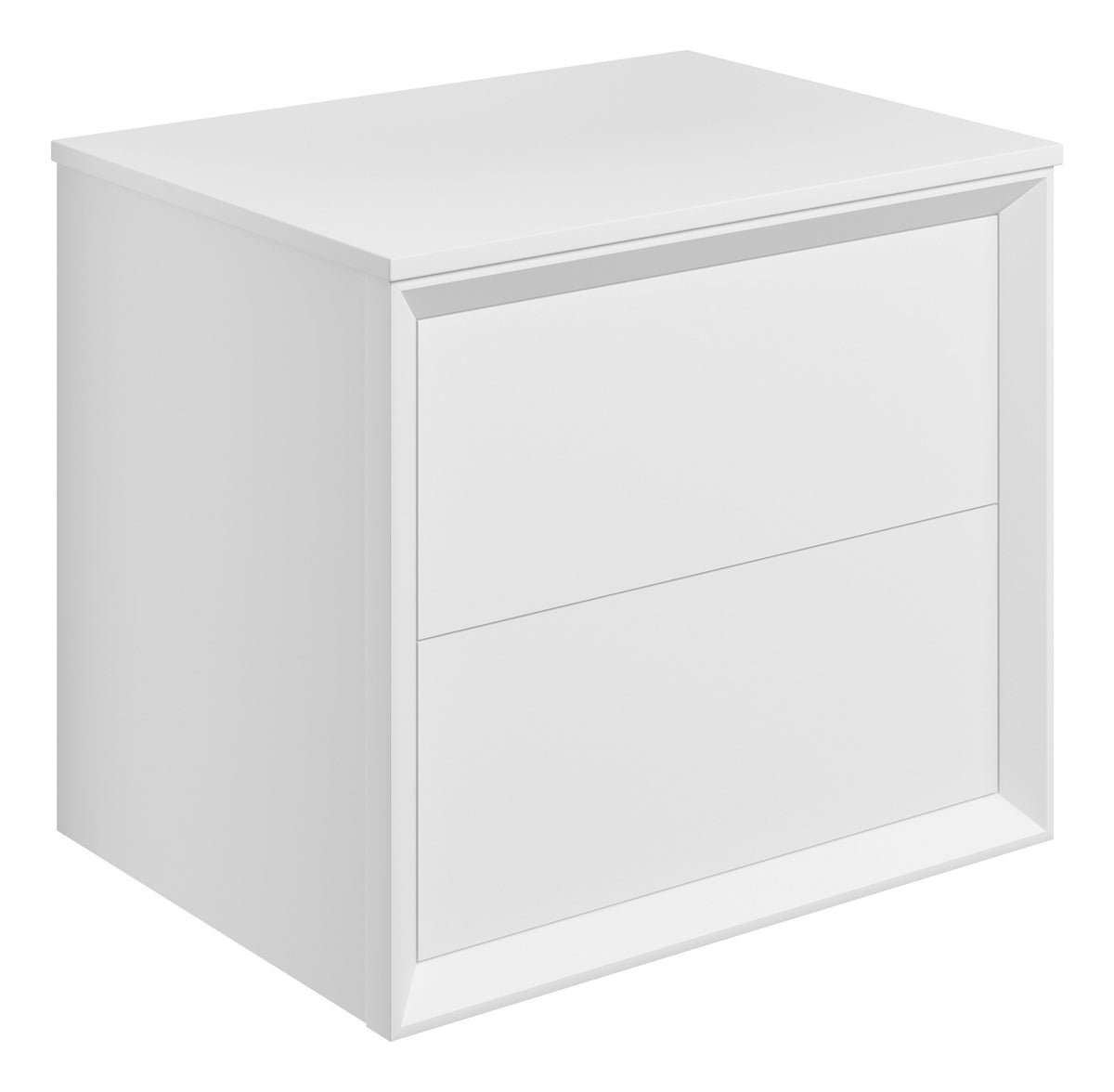 Press 610mm Wall Hung 2 Drawer Basin Unit & Top - Matt White
