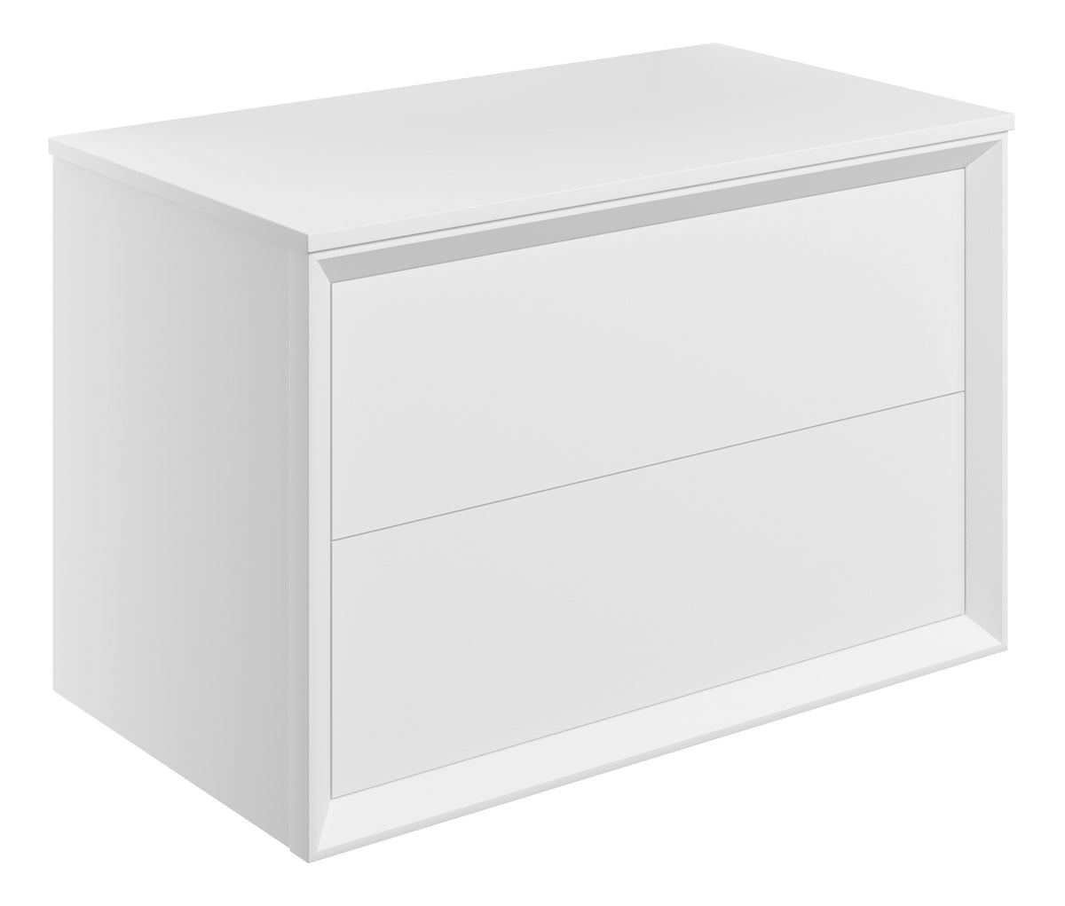 Press 810mm Wall Hung 2 Drawer Basin Unit & Top - Matt White
