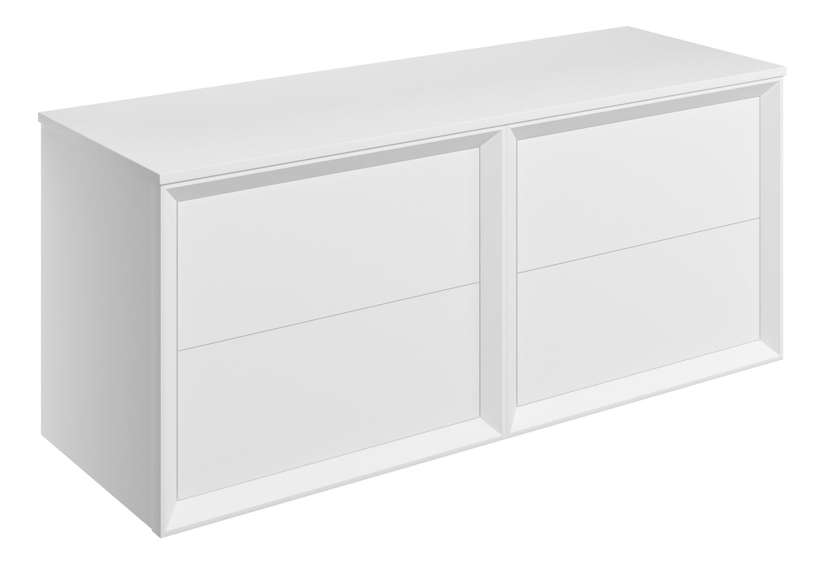 Press 1210mm Wall Hung 4 Drawer Basin Unit Run & Top - Matt White